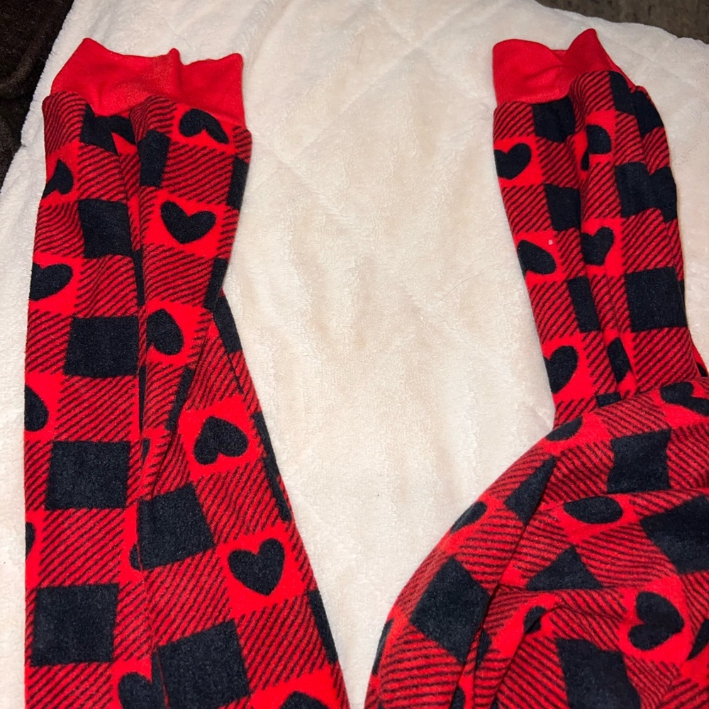 Red and Black Heart Checkered Onesie PJs - Picture 3 of 4